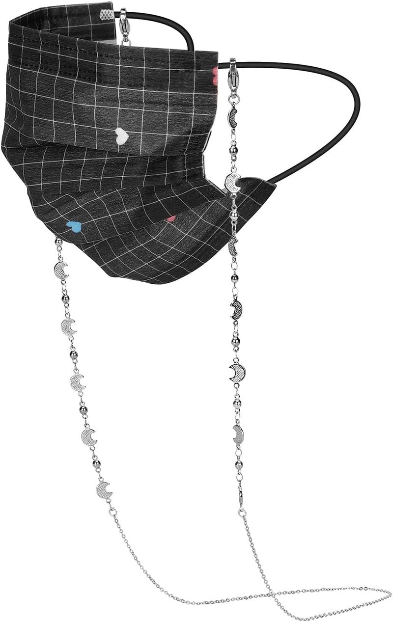 Hongeely Eyeglass Chain Silver Stainless Steel Handmade Necklace for Reading Glasses Sunglass Beaded Chains for Men Women - Image 2